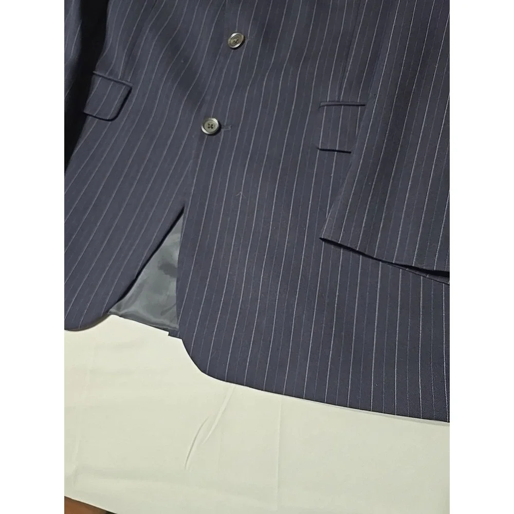 Chaps Ralph Lauren Blue Pin Stripe Men's  WOOL SPORT COAT 42L blazer suit jacket